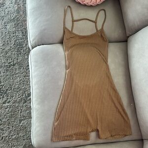 brown backless jumpsuit romper